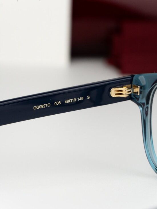 Gucci Women Eyeglasses Transparent Blue Demo Square GG0927O 006 NEW AUTHENTIC